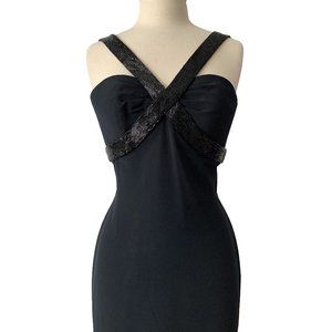 Black Beaded Sweetheart Neckline Mini Cocktail Dress Size 4